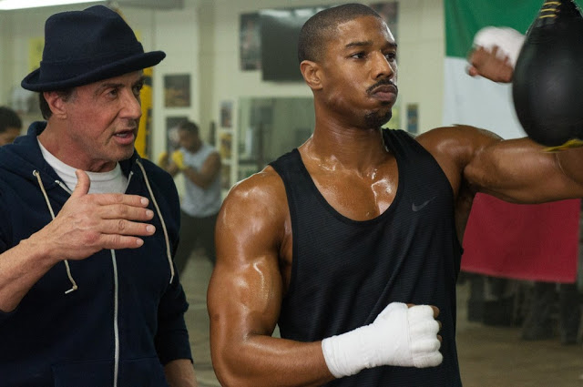 Sylvester Stallone and Michael B. Jordan in "Creed", a sequel to "Rocky"