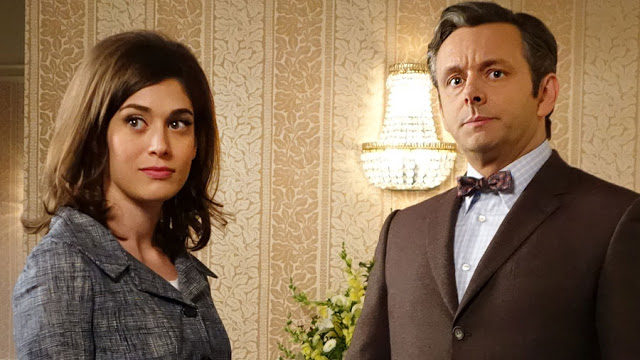 Lizzy Caplan and Michael Sheen in "Masters of Sex"