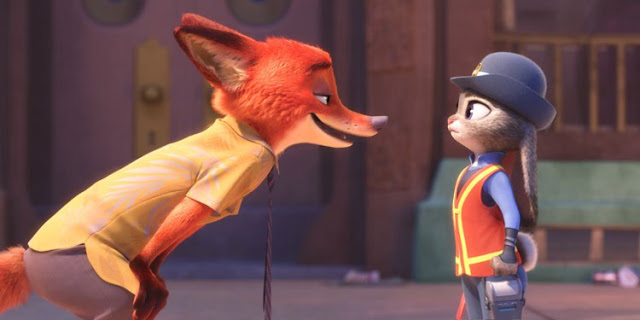 Jason Bateman as a sly fox and Ginnifer Goodwin as an earnest bunny in "Zootopia"
