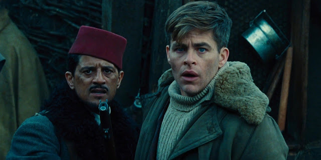 Saïd Taghmaoui and Chris Pine, presumably staring at Gal Gadot doing something awesome