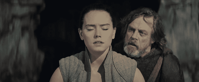 Daisy Ridley and Mark Hamill in "Star Wars: The Last Jedi"