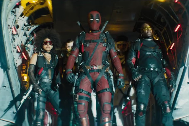 Zazie Beetz, Ryan Reynolds, and Terry Crews in "Deadpool 2"