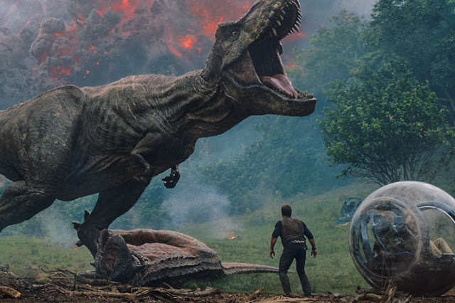 A T-Rex roars in "Jurassic World: Fallen Kingdom"