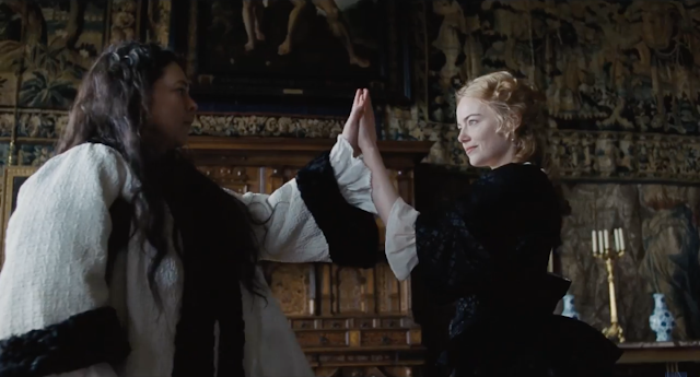 Olivia Colman and Emma Stone in "The Favourite"