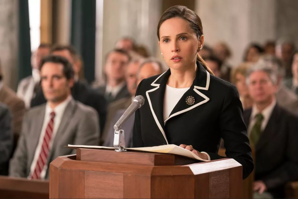 Felicity Jones as Ruth Bader Ginsburg in "On the Basis of Sex".