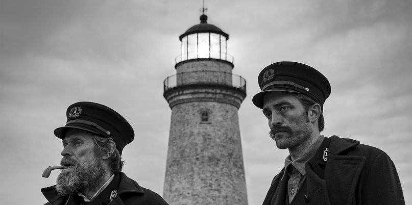 Robert Pattinson and Willem Dafoe in Robert Eggers' "The Lighthouse".