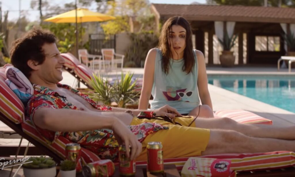Andy Samberg and Cristin Milioti in "Palm Springs"