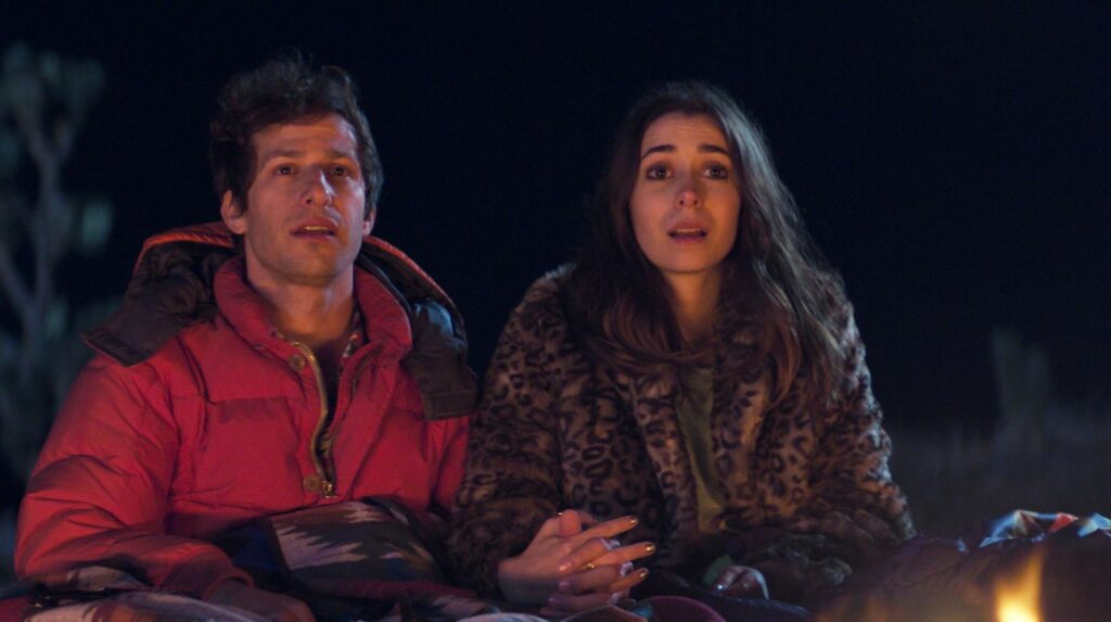 Andy Samberg and Cristin Milioti in "Palm Springs"