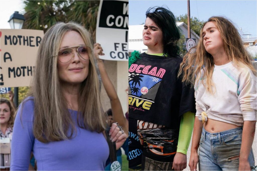 Julianne Moore in "The Glorias"; Haley Lu Richardson and Barbie Ferreira in "Unpregnant"