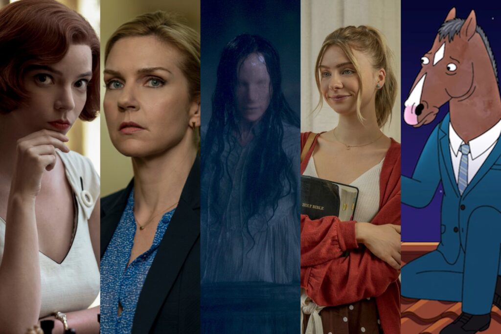 Anya Taylor-Joy in The Queen's Gambit; Rhea Seehorn in Better Call Saul; The Lady in the Lake in The Haunting of Bly Manor; Maddie Phillips in Teenage Bounty Hunters; Will Arnett in BoJack Horseman