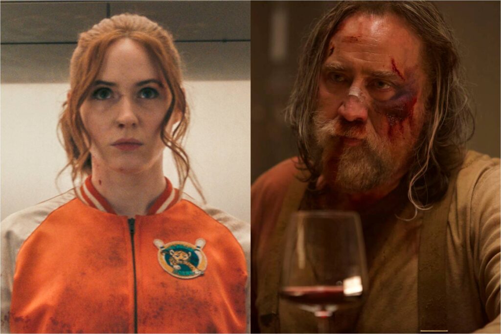 Karen Gillan in Gunpowder Milkshake; Nicolas Cage in Pig