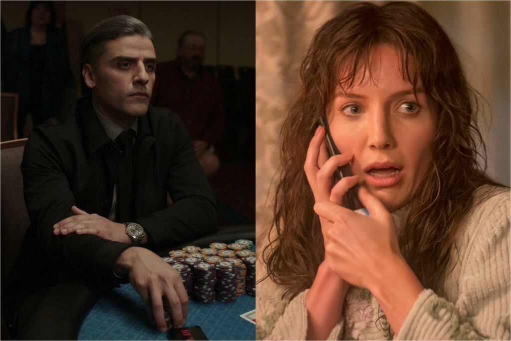 Oscar Isaac in The Card Counter; Annabelle Wallis in Malignant