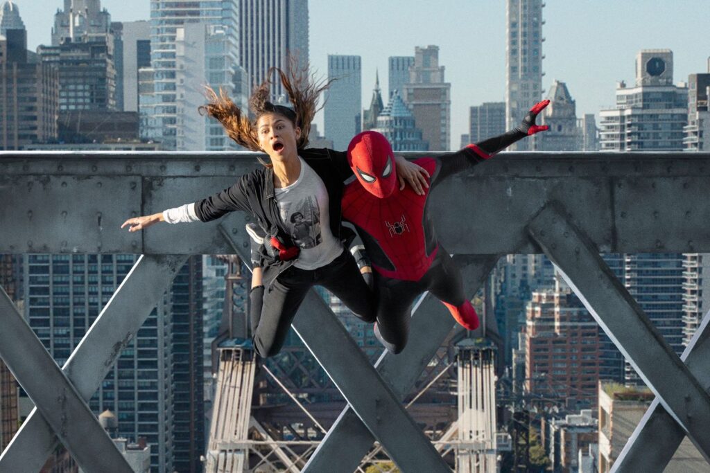 Zendaya and a masked Tom Holland in Spider-Man: No Way Home