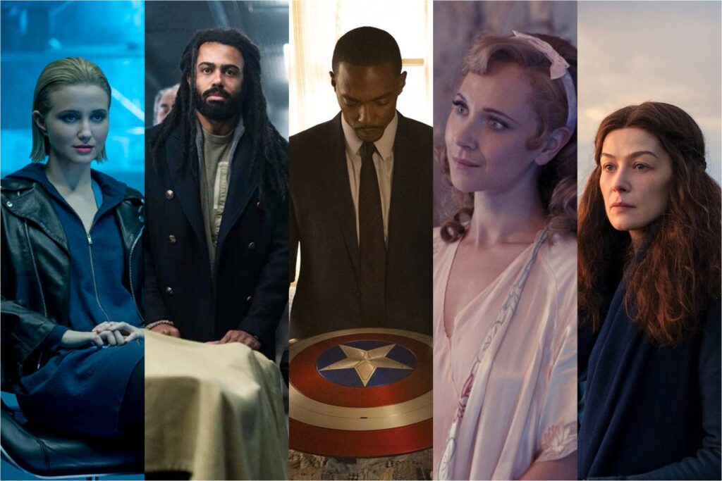 Julia Goldani Telles in The Girlfriend Experience; Daveed Diggs in Snowpiercer; Anthony Mackie in The Falcon and the Winter Soldier; Juno Temple in Little Birds; Rosamund Pike in The Wheel of Time