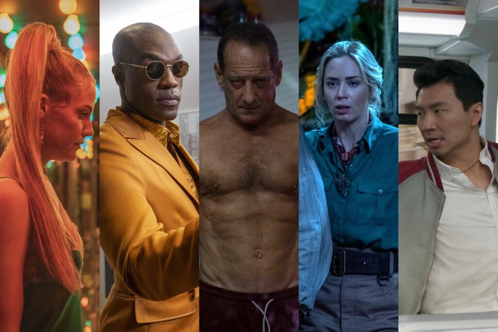 Riley Keough in Zola; Yahya Abdul-Mateen II in The Matrix Resurrections; Vincent Lindon in Titane; Emily Blunt in Jungle Cruise; Simu Liu in Shang-Chi and the Legend of the Ten Rings
