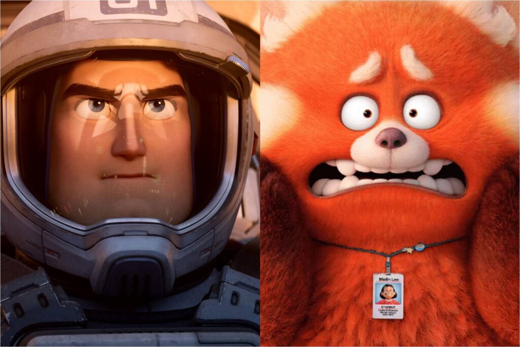 Chris Evans as Buzz in Lightyear; Rosalie Chiang as a panda in Turning Red