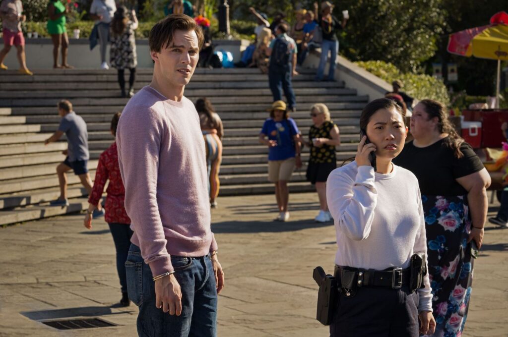 Nicholas Hoult and Awkwafina in Renfield