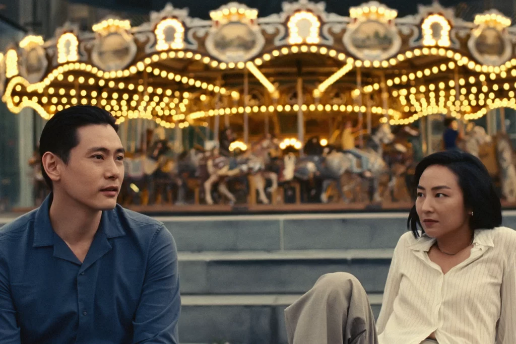 Teo Yoo and Greta Lee in Past Lives