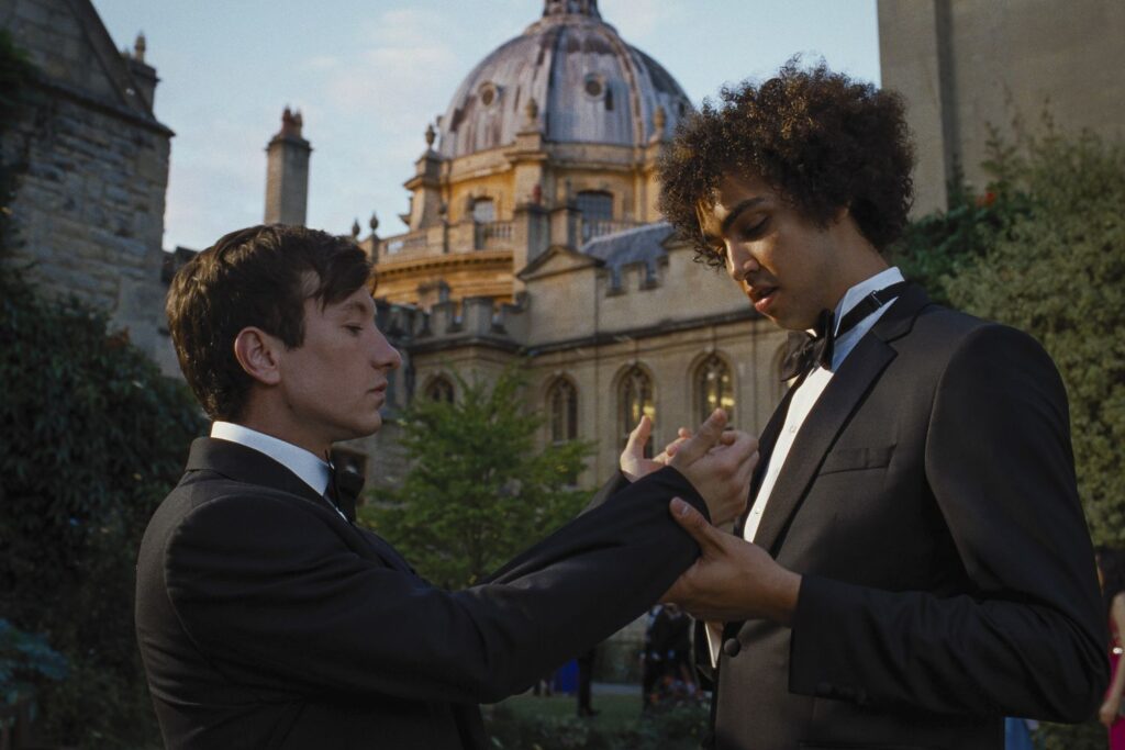 Barry Keoghan and Archie Madekwe in Saltburn