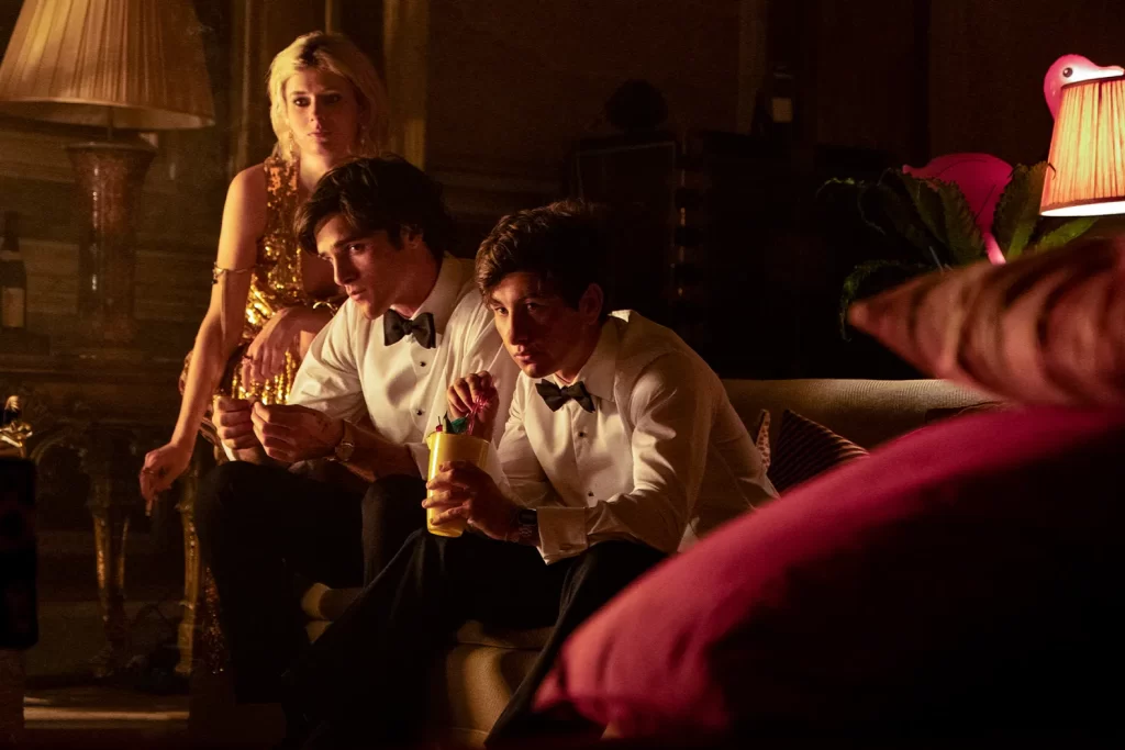 Alison Oliver, Jacob Elordi, and Barry Keoghan in Saltburn
