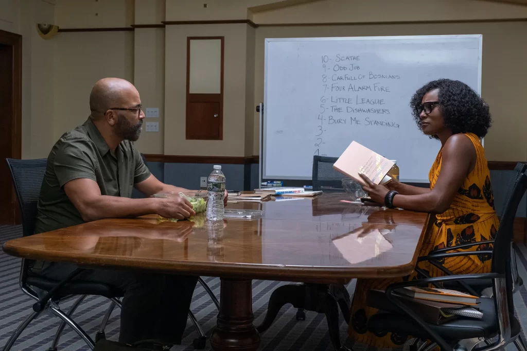 Jeffrey Wright and Issa Rae in American Fiction