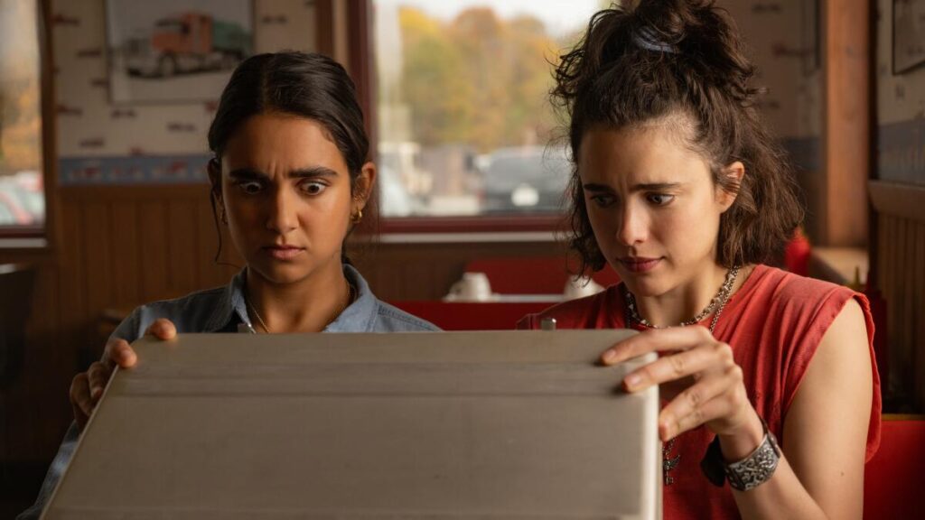 Geraldine Viswanathan and Margaret Qualley in Drive-Away Dolls