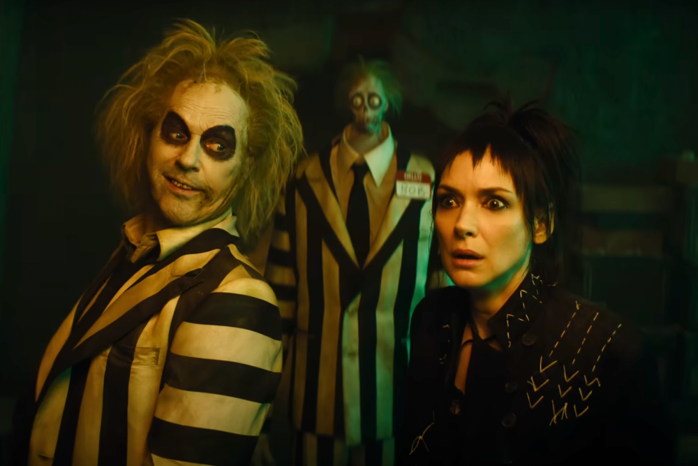 Michael Keaton and Winona Ryder in Beetlejuice Beetlejuice