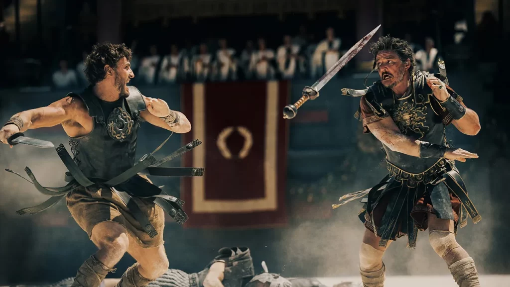 Paul Mescal and Pedro Pascal in Gladiator II