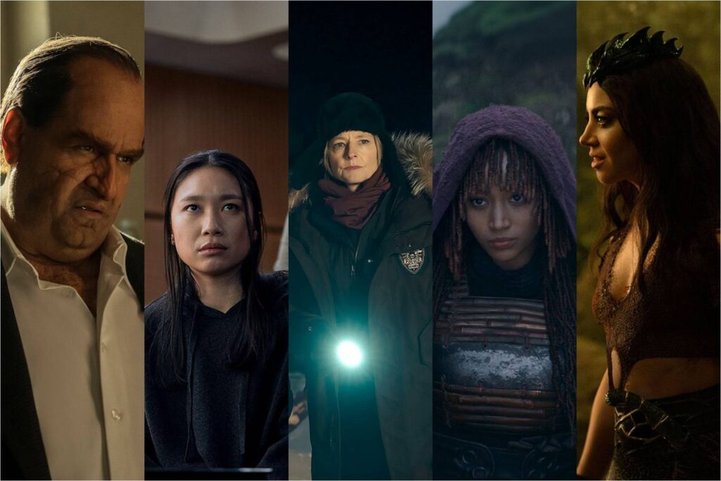 Colin Farrell in The Penguin; Jess Hong in 3 Body Problem; Jodie Foster in True Detective: Night Country; Amandla Stenberg in The Acolyte; Aubrey Plaza in Agatha All Along