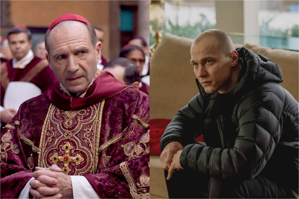 Ralph Fiennes in Conclave; Yura Borisov in Anora