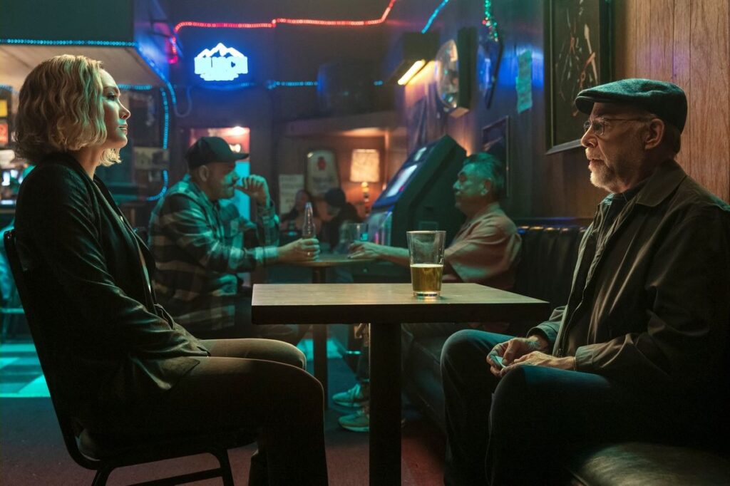 Daniella Pineda and J.K. Simmons in The Accountant 2