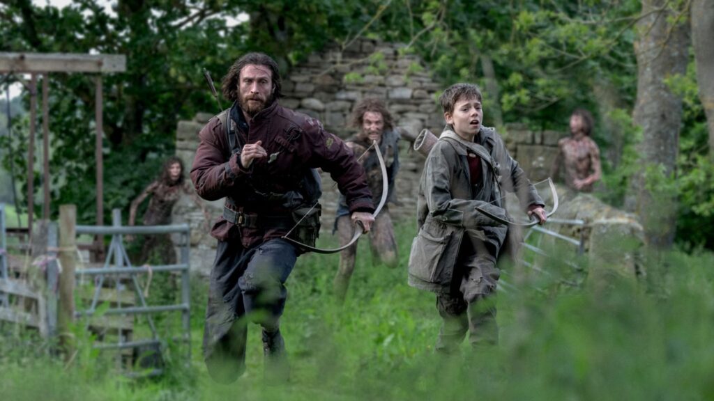 Aaron Taylor-Johnson and Alfie Williams in 28 Years Later