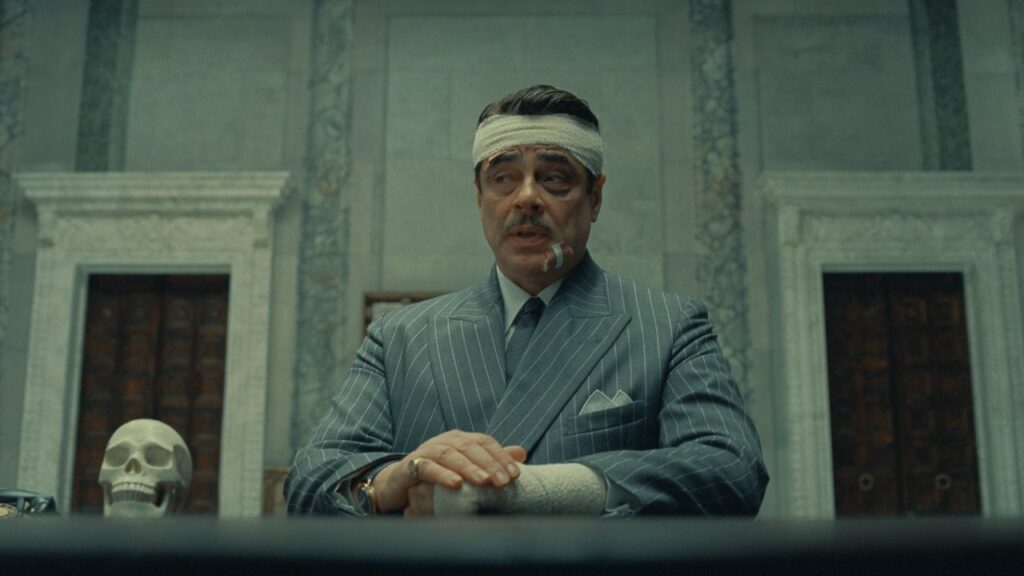 Benicio Del Toro in The Phoenician Scheme