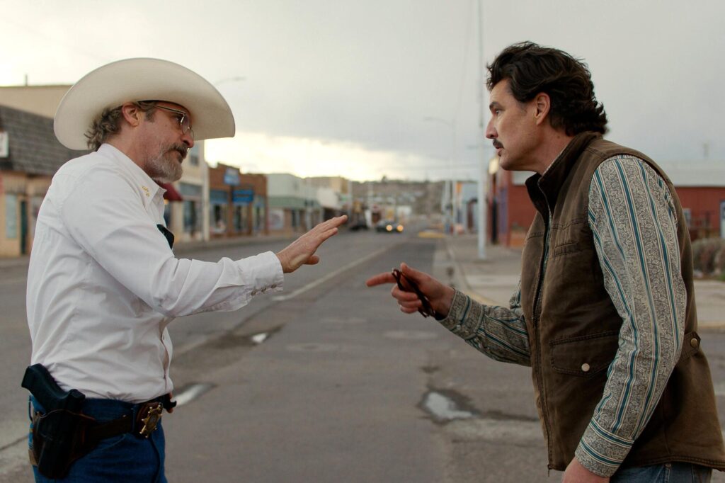 Joaquin Phoenix and Pedro Pascal in Eddington