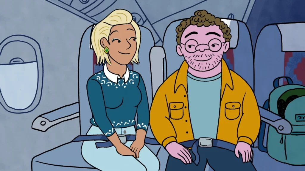 A scene with Jen and Avi in Long Story Short