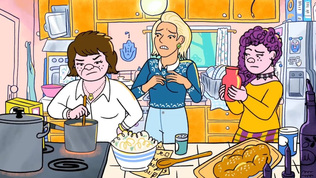 A scene with Naomi, Jen, and Shira in Long Story Short