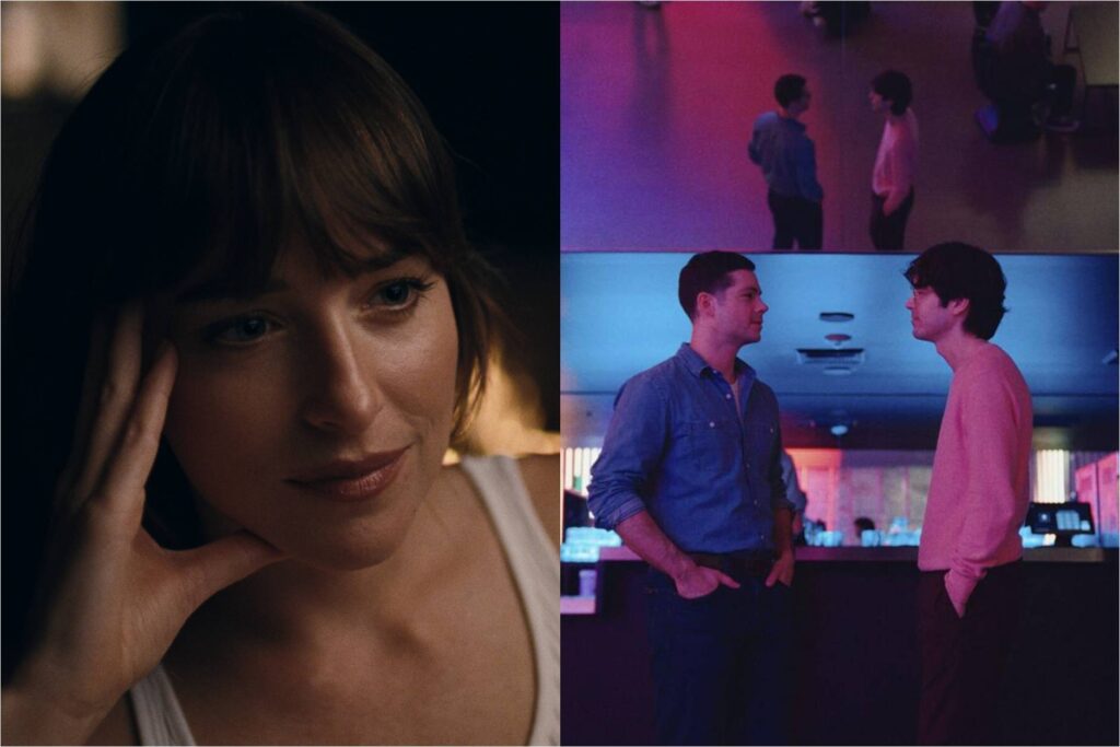 Dakota Johnson in Splitsville; Dylan O'Brien and James Sweeney in Twinless