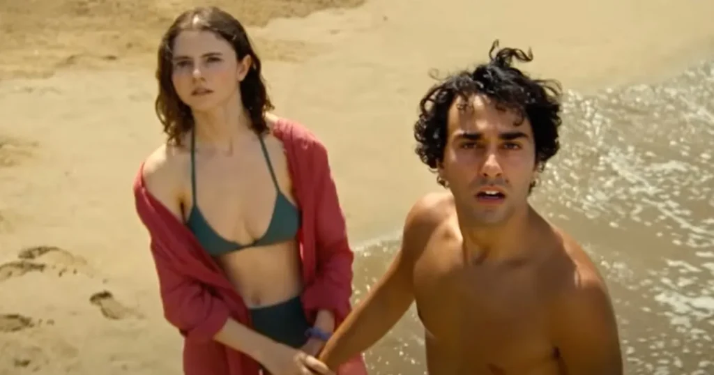 Thomasin McKenzie and Alex Wolff in Old