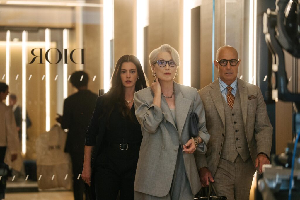 Meryl Streep, Anne Hathaway, and Stanley Tucci in The Devil Wears Prada 2