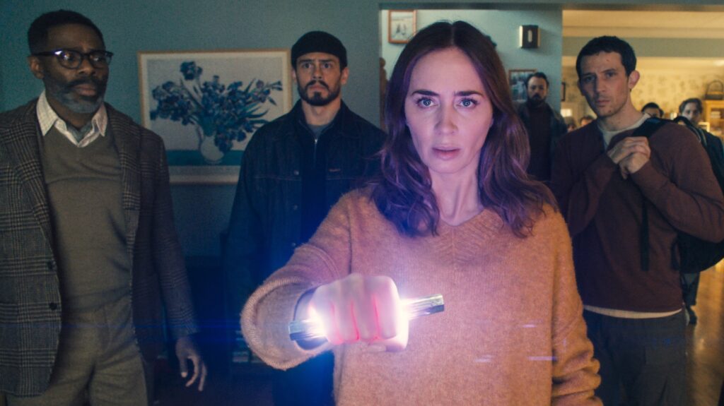 Emily Blunt, Colman Domingo, and Josh O'Connor in Disclosure Day