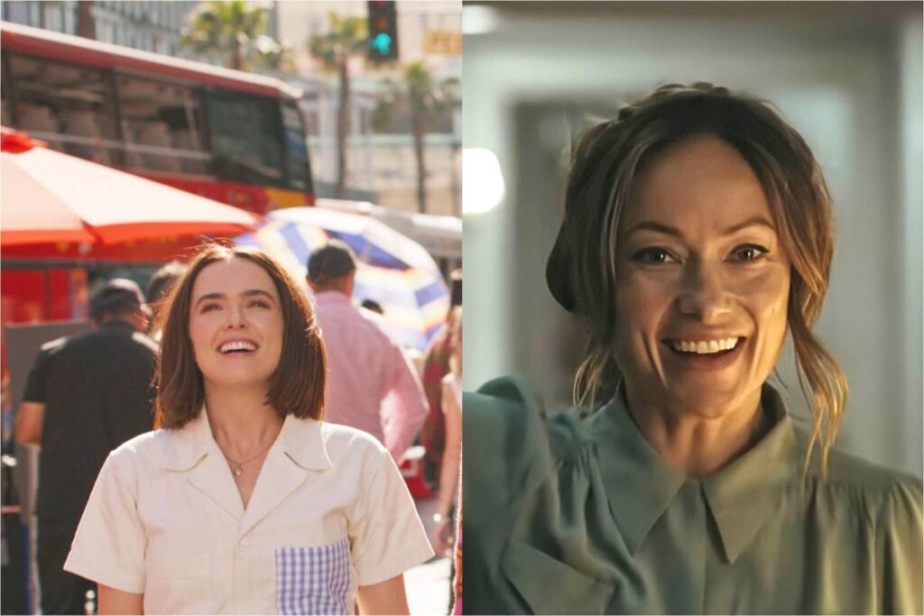 Zoey Deutch in Gail Daughtry and the Celebrity Sex Pass; Olivia Wilde in The Invite