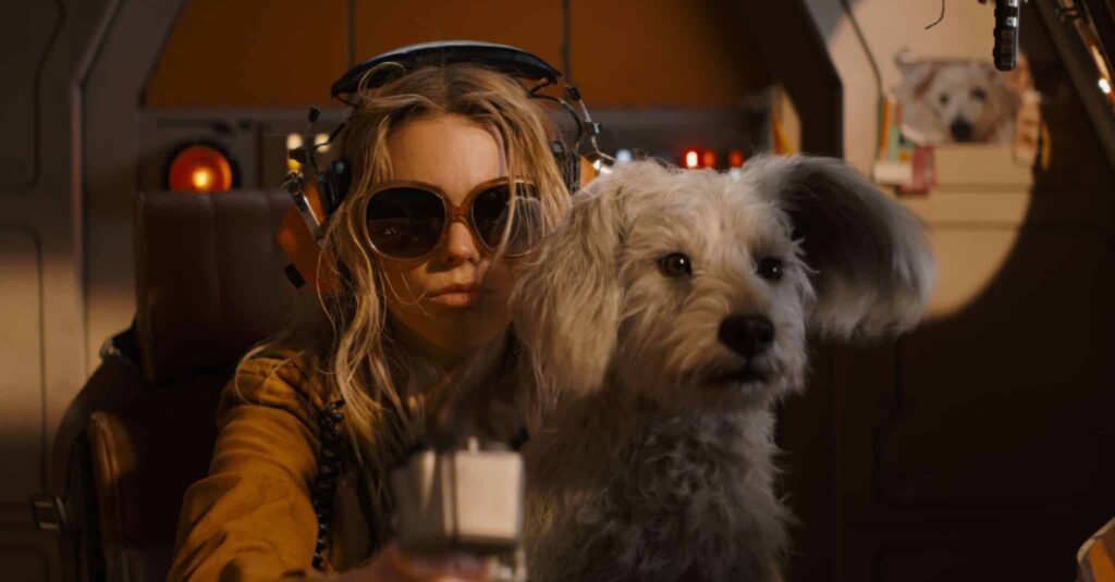 Milly Alcock and Krypto in Supergirl