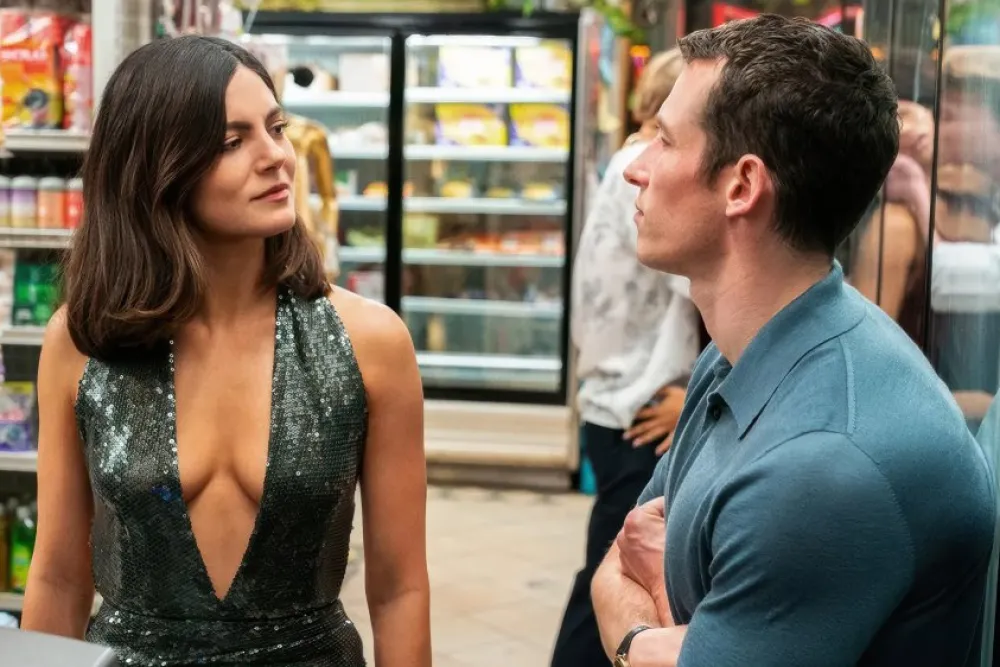 Monica Barbaro and Callum Turner in One Night Only