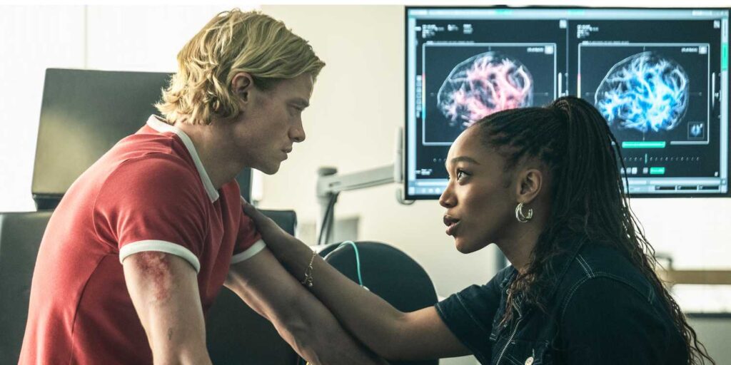 Tom Rhys Harries and Naomi Ackie in Clayface