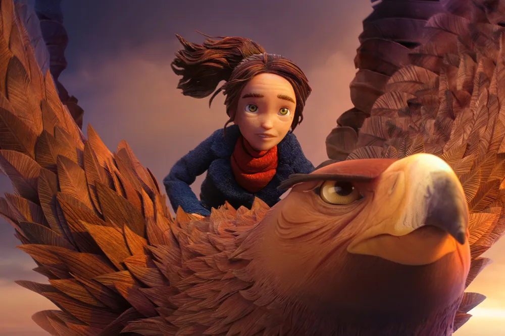 Prue flying on an eagle in Wildwood